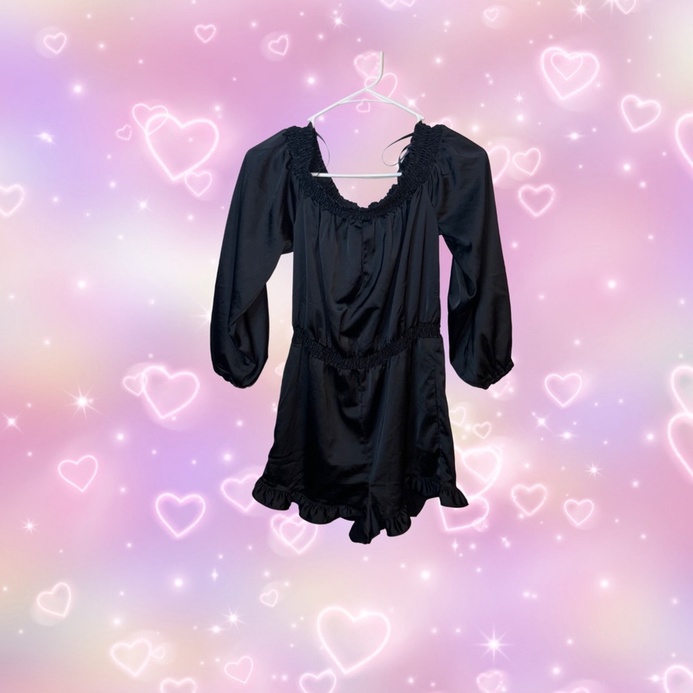 bebe black rouched romper